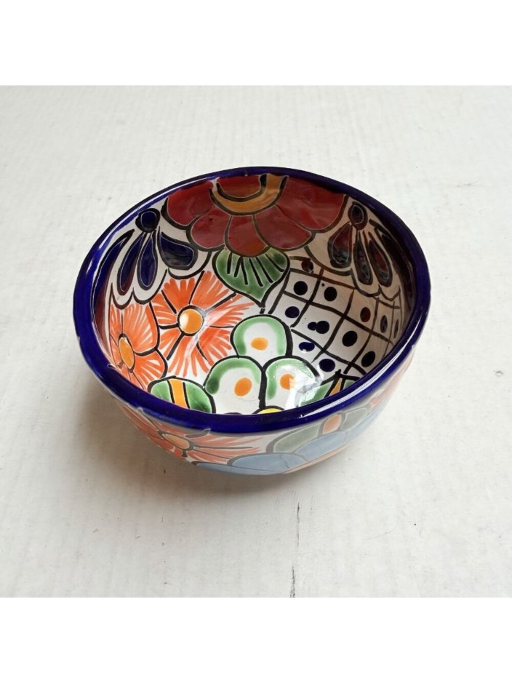 Floral Talavera Mexican Pottery Small Salsa Guacamole Bowl Floral Colorful Gift